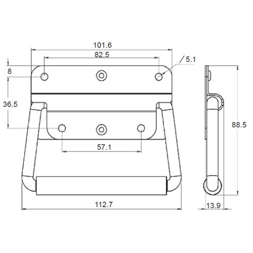 CHEST HANDLE 113 X 89MM SS - S